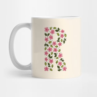 Floral Monogram Letter R Mug